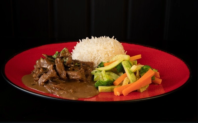 Beef Stroganoff in the best restaurant of muscat