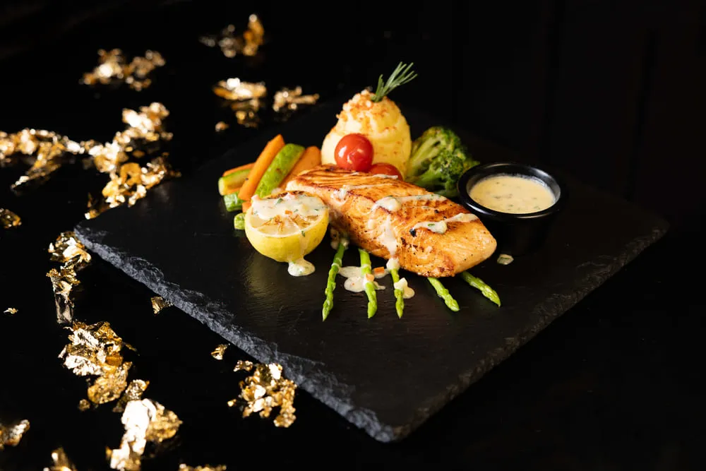 Grilled Salmon in Muscat